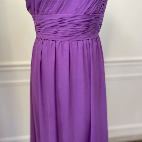 Impression Bridal One Shoulder Purple Chiffon Bridesmaid Prom Formal Gown 10 - Picture 4 of 6